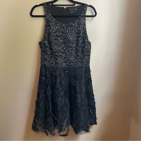 Sachin + Babi Dresses & Skirts - Sachin and Babi black silver pearled fit and flare tank dress SIZE 10
